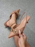 Women's Elegant And Simple Patent Leather High Heels With A Shiny Buckle