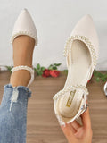 Women's Flat Pearl Decor Sandals Pointed Toe Comfortable Breathable Shoes