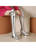 Women's Fashionable Knee High Boots With Chunky/high Heels, Pointed Toe, Versatile & Sexy Design