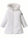 Young Girl Fuzzy Hooded Quilted Coat