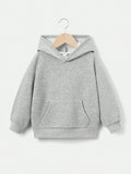 Young Boy Kangaroo Pocket Drop Shoulder Thermal Hoodie