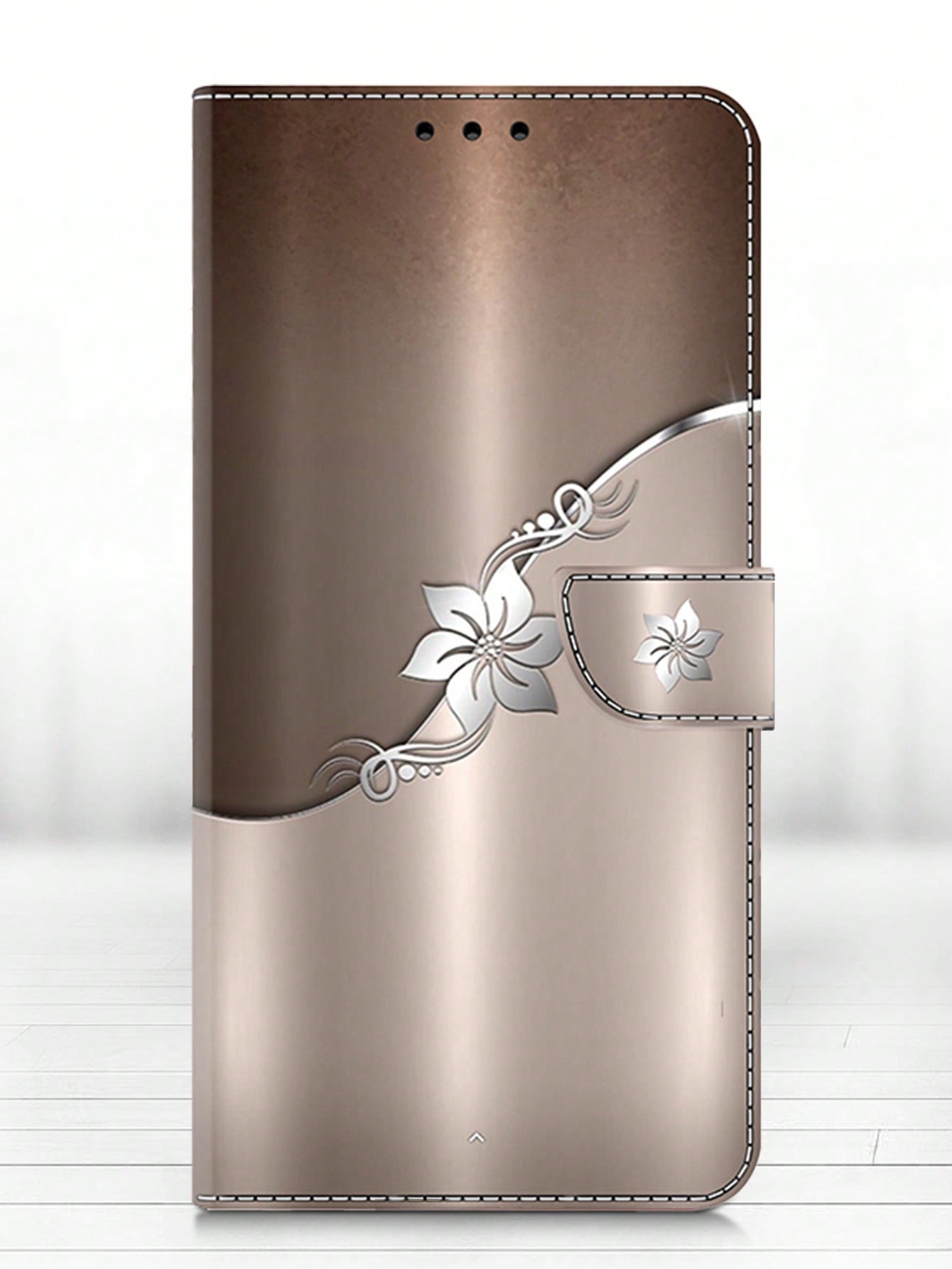 Premium Vintage PU Leather Magnetic Case with Stand, Slot, TPU Shock Resistant Flip Cover or Samsung Galaxy iPhone Xiaomi Motor and other mobile phones- Silver Floral Compatible With iPhone15/15Plus/15Pro/15Promax