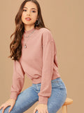 Mock-neck Drop Shoulder Pullover
