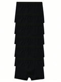 Tween Boy 6pcs Simple, Stylish And Comfortable Solid Black Briefs With Right Angle Corners