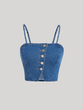 Tween Girl Button Front Cami Denim Top