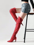 Women's Thigh High Boots Over The Knee Heels Long Pointed Toe Boots