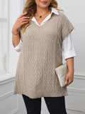 Plus 1pc Solid Cable Knit Sweater Vest