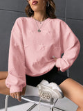 Star Embossed Drop Shoulder Sweatshirt
