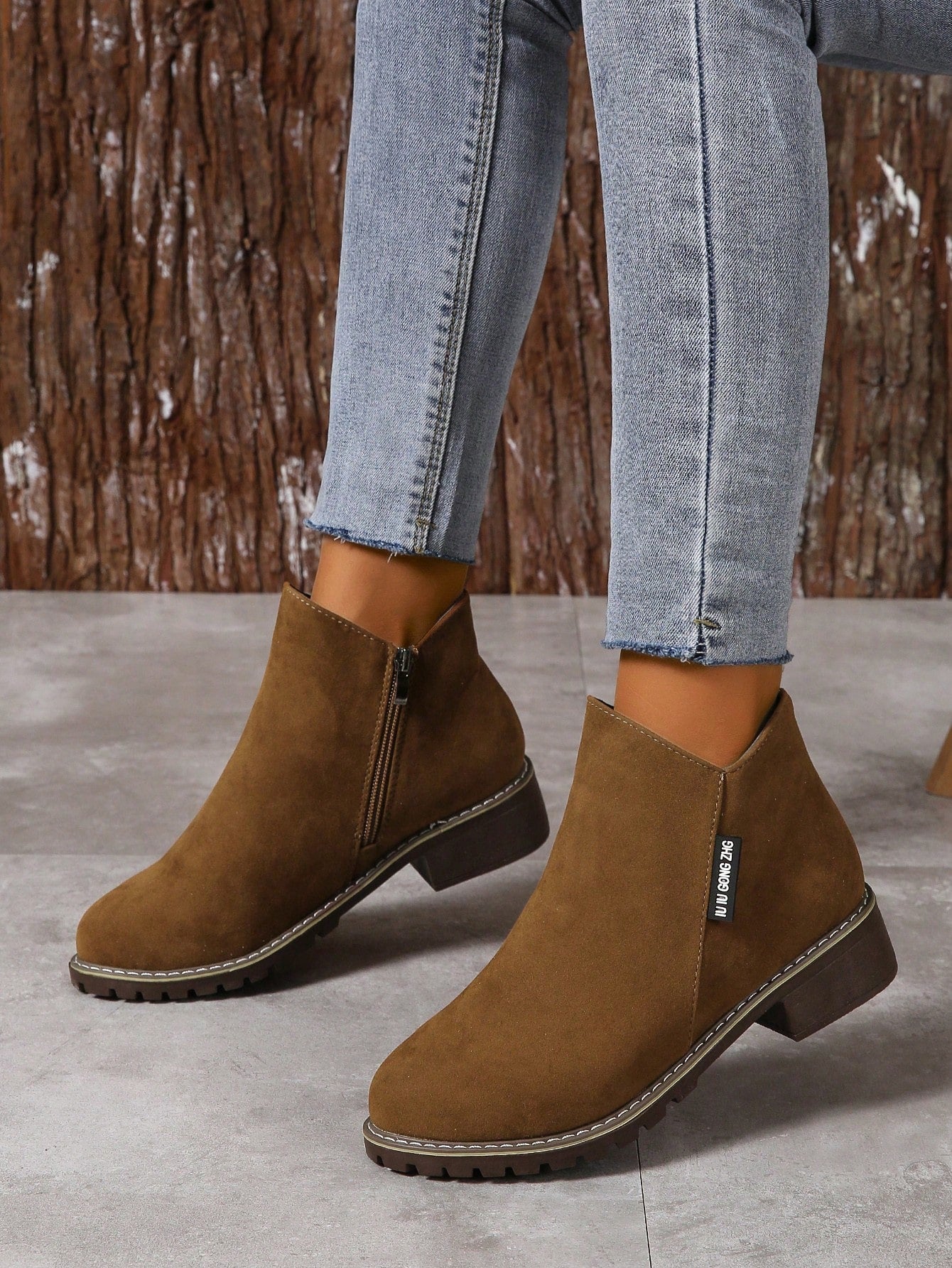 Women's Pointed Toe Suede Short Boots With Side Zipper, Fashionable & Versatile High Heel Boots