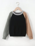 Tween Boy Color Block Raglan Sleeve Sweater