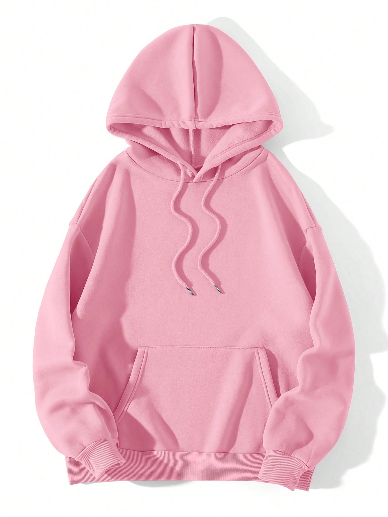 Solid Kangaroo Pocket Drawstring Thermal Lined Hoodie