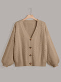 Plus Cable Knit Drop Shoulder Cardigan