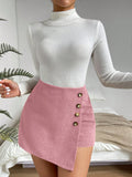 Button Detail Wrap Skort