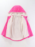 Young Girl Drawstring Waist Teddy Lined Hooded Coat