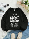 Tween Girl Slogan Graphic Drop Shoulder Thermal Lined Sweatshirt