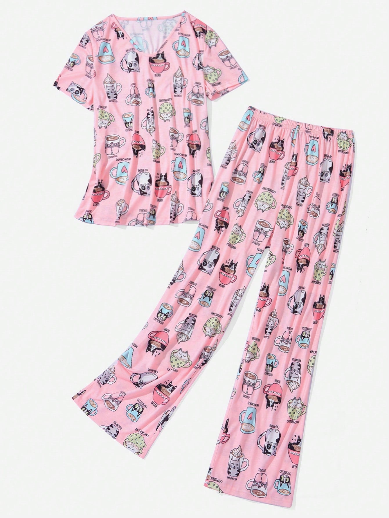 Cartoon Graphic Tee & Pants Matching Set