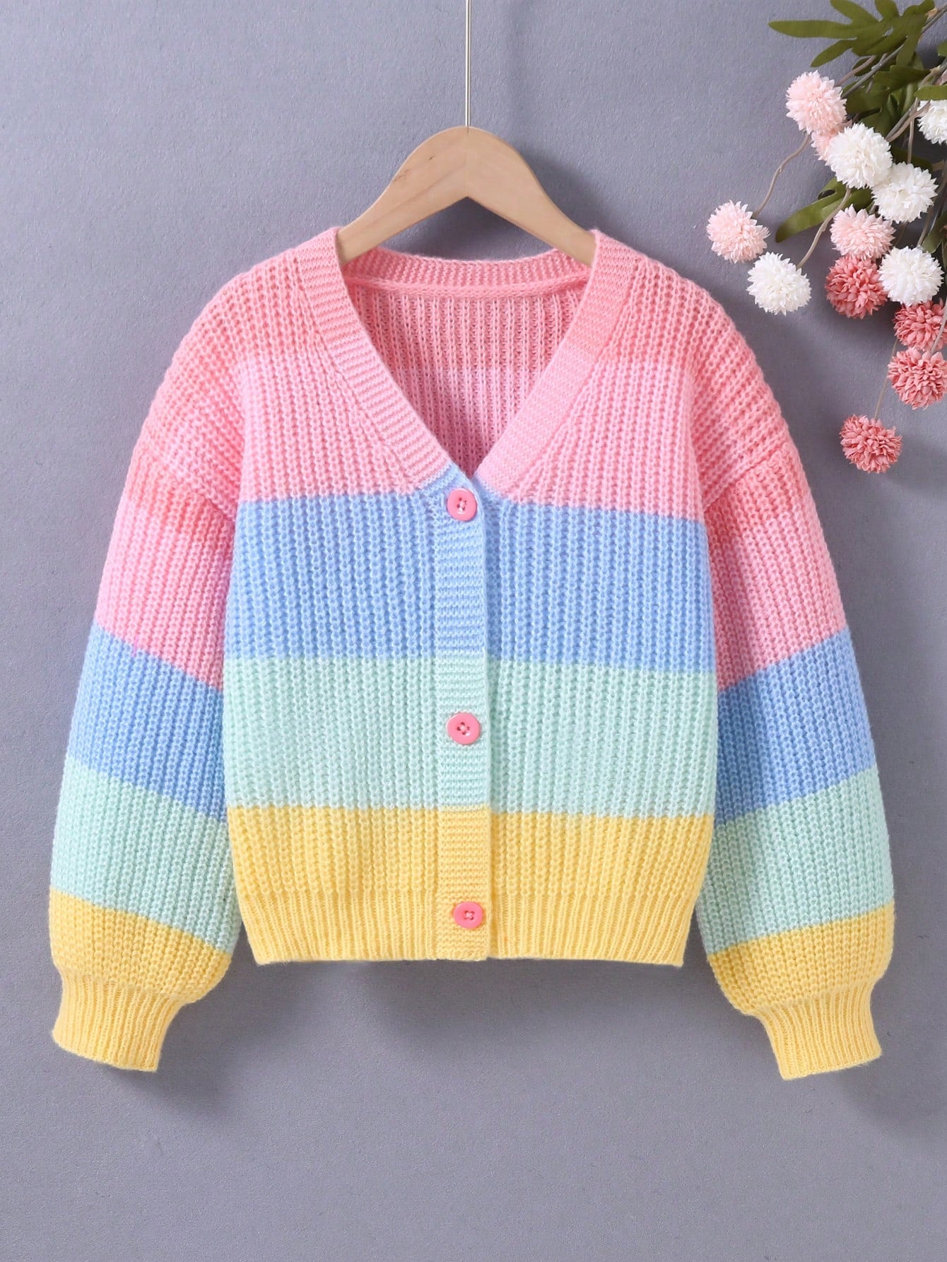Tween Girl Colorblock Drop Shoulder Cardigan