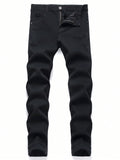 Men Cotton Solid Skinny Jeans Slim Fit Long Washed Dark Wash Jean Cargo Plain Black Party Casual Friends