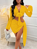 Tie Front Crop Top & Bodycon Skirt