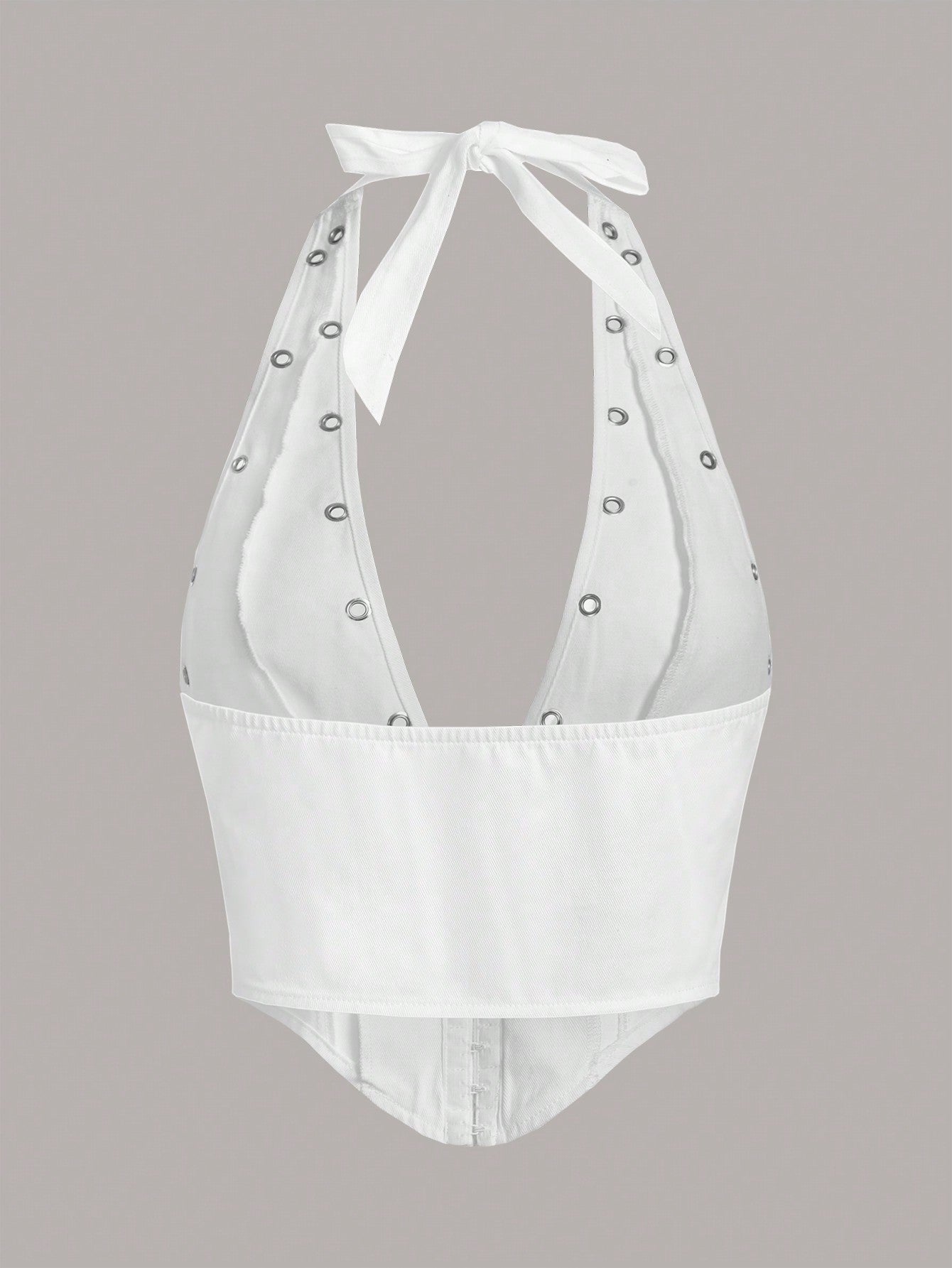 X Breakaway Hook And Eye Backless Halter White Top
