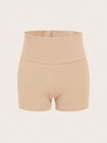 Tween Girls Solid Wideband Waist Ribbed Knit Biker Shorts