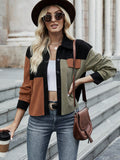Frenchy Color Block Flap Detail Drop Shoulder Jacket