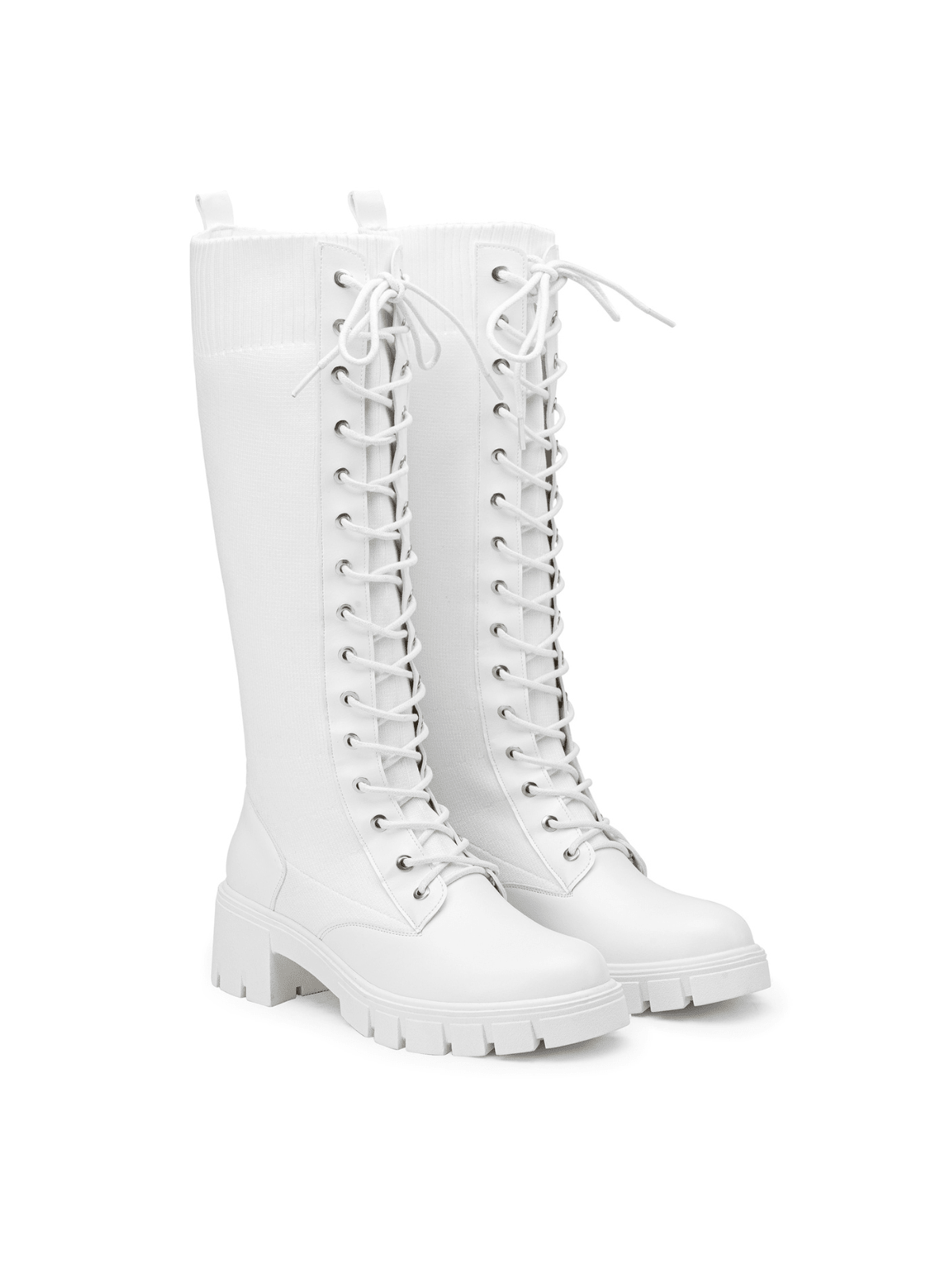 Women's 953 Lace Platform Knee High Boots with Comfort Chunky Heel