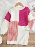 Tween Girl Colorblock Drop Shoulder Sweater Dress