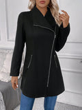 Waterfall Collar Zip Up Overcoat