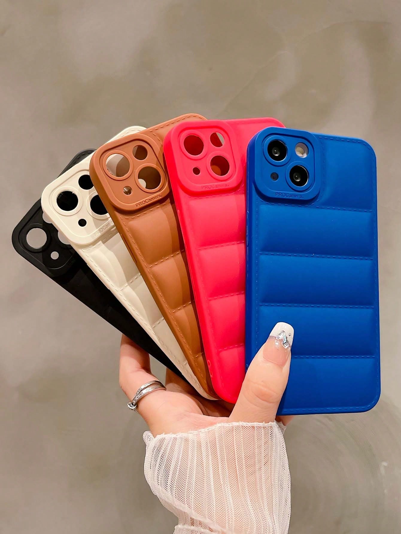 Pink 5pcs Solid Phone Case Compatible With IPhone 15/15 Pro/15Plus/15ProMax