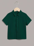 Sporty Casual Comfortable Style Young Boys' Solid Color Button Down Shirt
