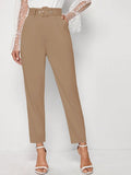 Frenchy Solid Belted Cropped Suit Pants