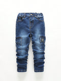 Young Boy Patched Flap Pocket Cargo Jeans