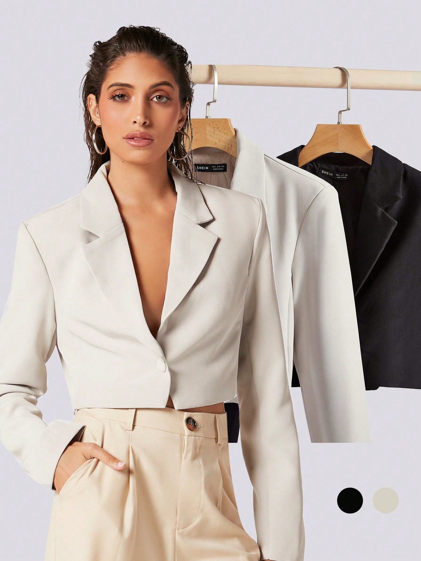 BIZwear Single Button Crop Blazer Workwear