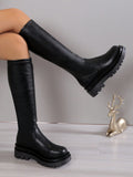 Women's Fashion Over-the-knee Black High Heel Boots, Slip-on Kick High-tube Knight Boots