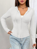 White Zip Up Drawstring Hoodie