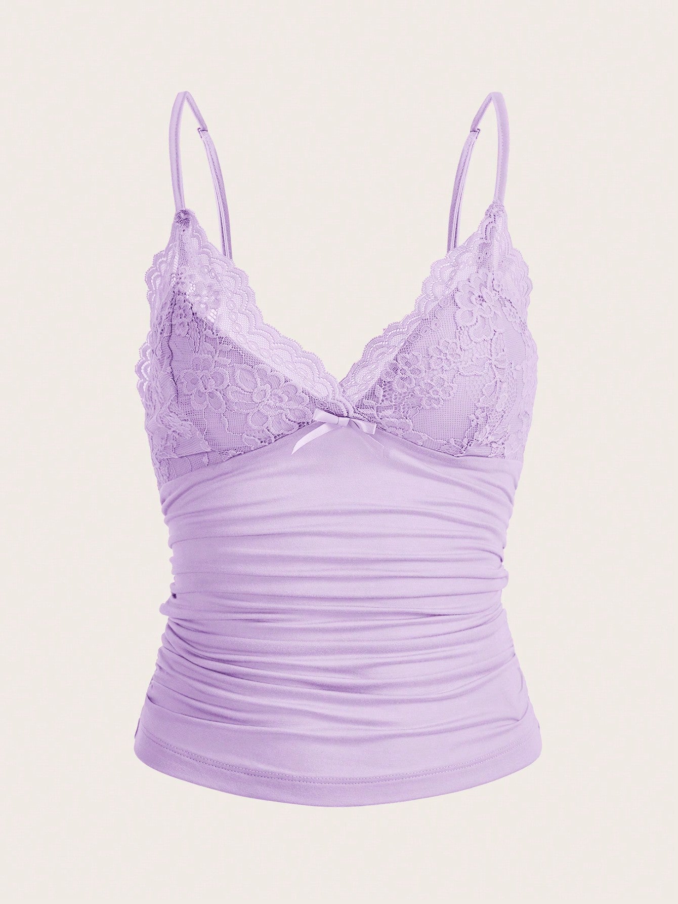 Contrast Lace Bow Front Y2k Cami Top
