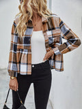 Plaid Print Drop Shoulder Peplum Hem Coat