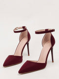 Sexy Hollow Out Stiletto Heels With Pointed Toe And Ankle Strap For Party