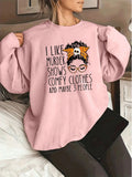 Slogan & Figure Graphic Drop Shoulder Thermal Sweatshirt I LIKE  SHOWS COMFY CLOTHES AND MAYBE 3 PEOPLE