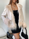 Fuzzy Trim Open Front Coat