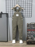Young Boy Slogan Patched Denim Overalls