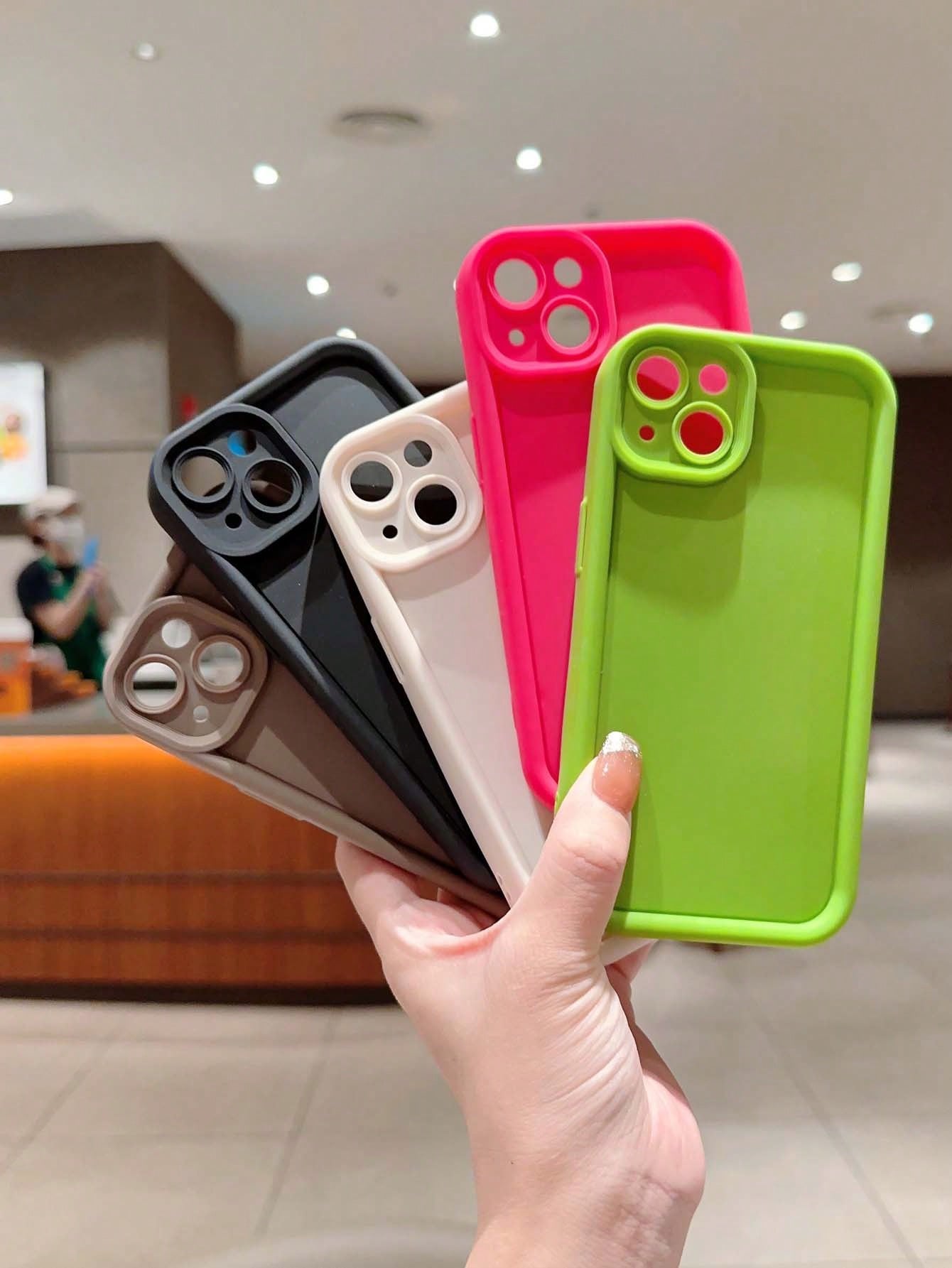 Pink 5pcs Solid Phone Case Compatible With IPhone 15/15 Pro/15Plus/15ProMax