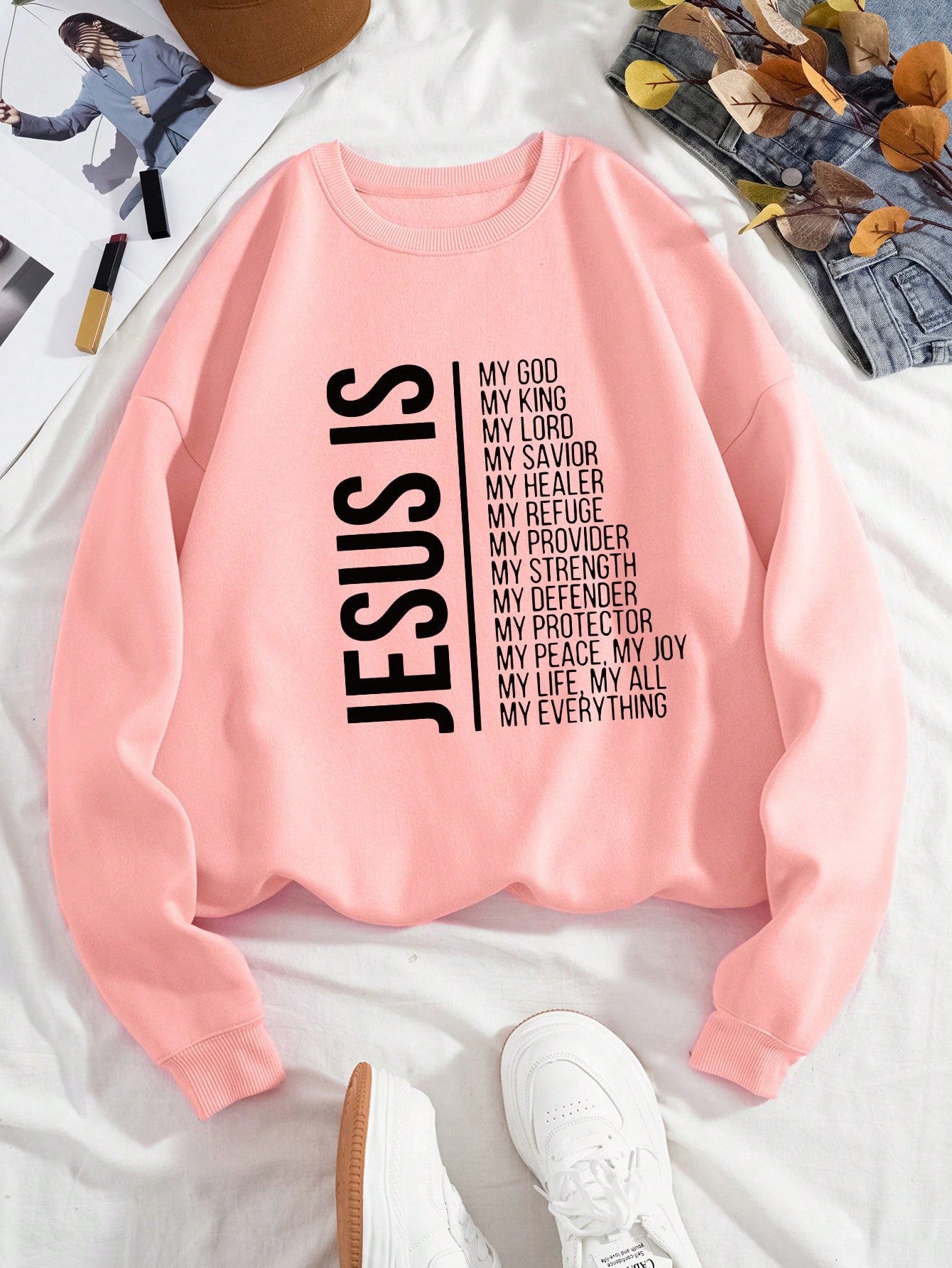 Slogan Graphic Thermal Lined Sweatshirt