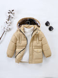 Girls' Multi-Pocket Hooded Down Coat