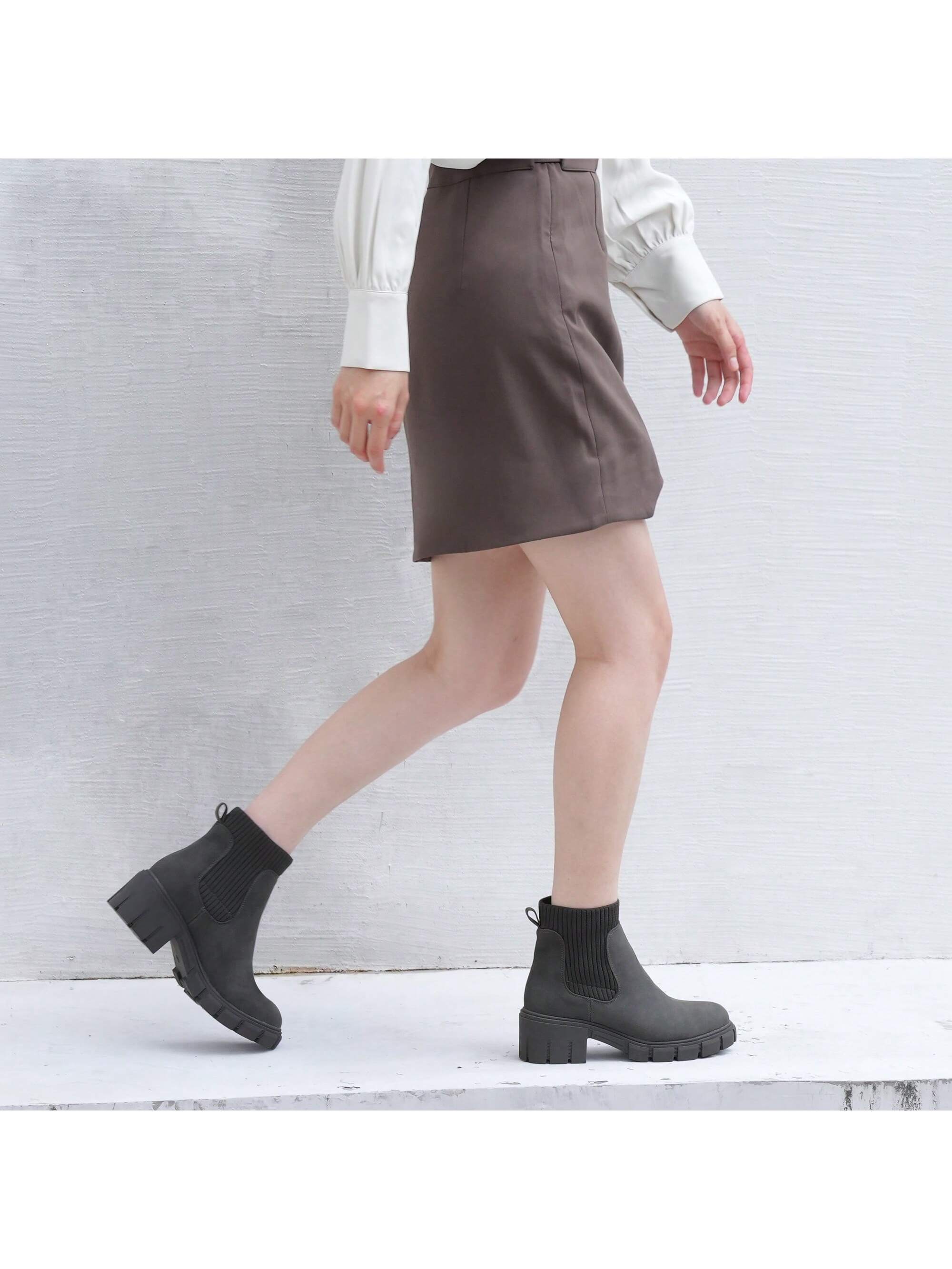 Womens Fashion Boots Chunky Ankle Boots Slip On Chelsea Boots Comfortable Elastic Booties
