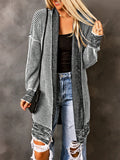 Heathered Drop Shoulder Open Front Coat
