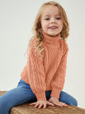 Young Girl Turtleneck Cable Knit Sweater