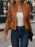 Button Detail Open Front Jacket