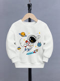 Young Boy Astronaut & Planet Print Thermal Lined Sweatshirt